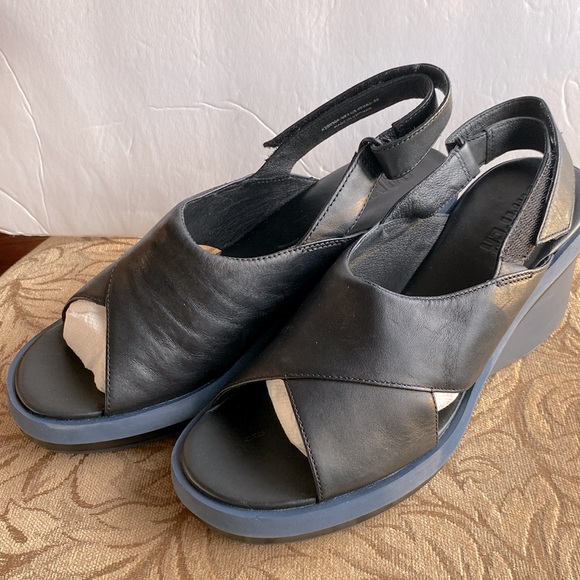 🌹Camper women’s Kyra wedge sandal, casual, open toe slingbacks leather black 10 - Picture 17 of 17